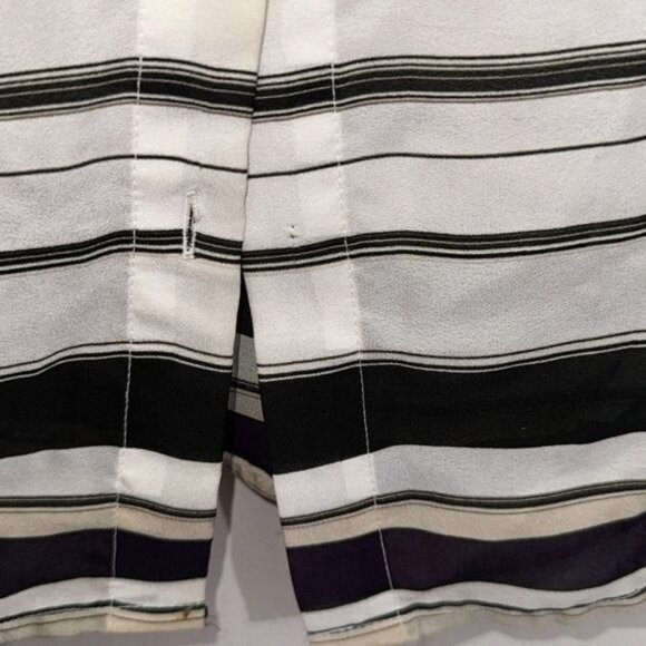 Liz Claiborne Sleeveless Button-Down Blouse M Black & White Striped Polyester - Picture 5 of 7